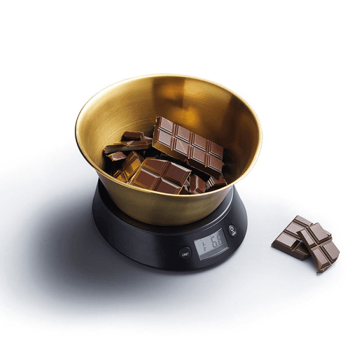 Image showing the Electronic scales, H13 x D22cm - To 5Kg, Black With Brass Bowl product.