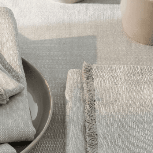 Image showing the Fringed Set of 4 Napkins, 45 x 45cm, Soft Grey product.