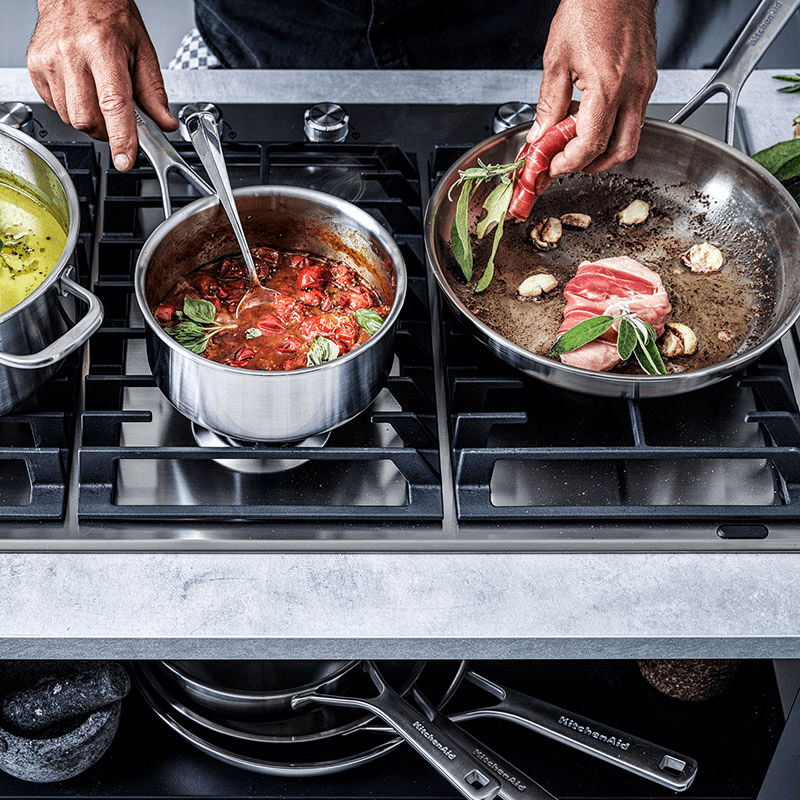 MultiPly Stainless Steel Open Frying Pan, 20cm, Silver