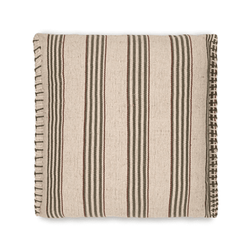 Image showing the Kaia Jute & Cotton Cushion Cover, 50 x 50cm, Moss Green & Rust product.