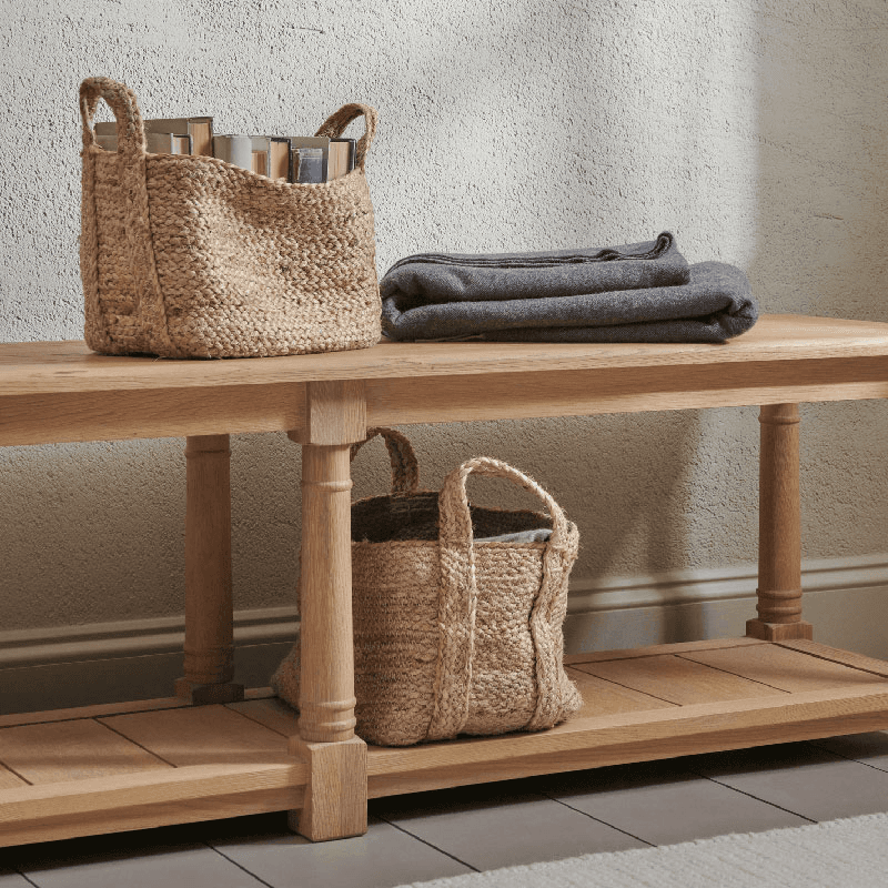 Arbroath Rectangular Jute Basket, H28cm, Natural