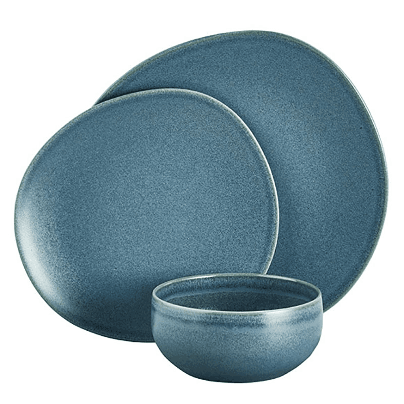 Duna 12 Piece Dinner Set with Bowls, Reactif Blue