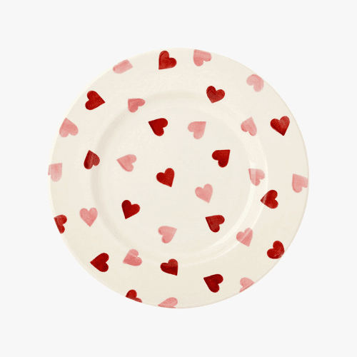Image showing the Pink Hearts Plate, D22cm, Cream product.