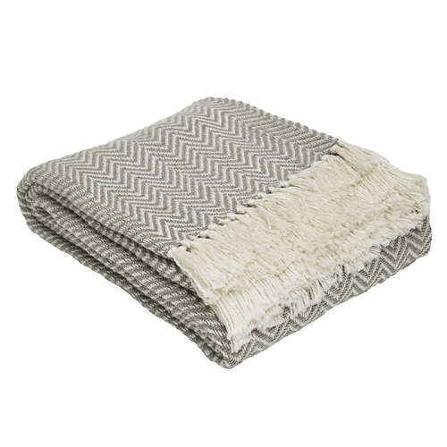 Image showing the Herringbone Blanket, 250cm x 130cm, Dove Grey product.