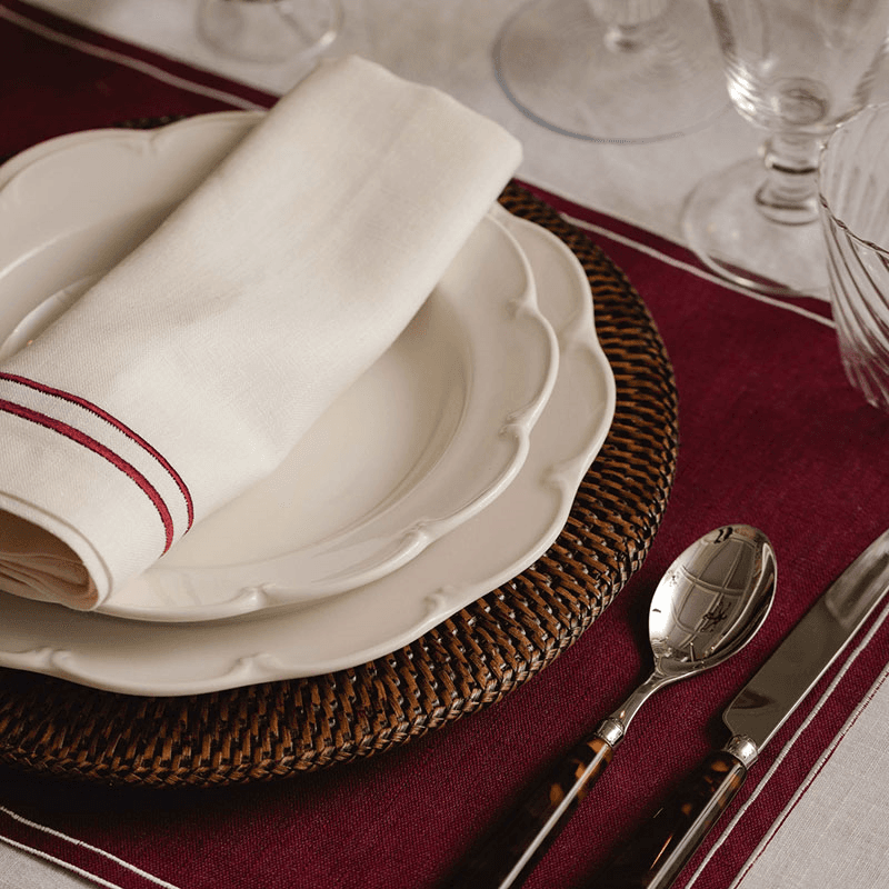 Sophie Classic Two Cord Napkin, 50cm, Burgundy