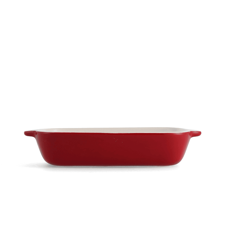 Stoneware Dish with Bamboo Lid, 26cm, Empire Red