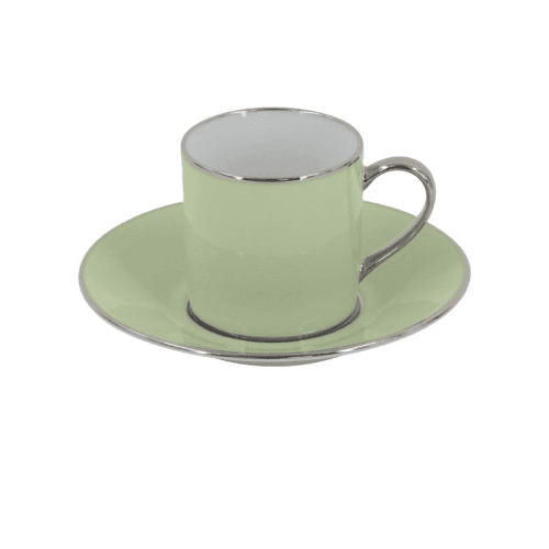 Image showing the Sous Le Soleil Empire Coffee Cup & Saucer, 90ml, Matt Gold Classic Pastel Green product.