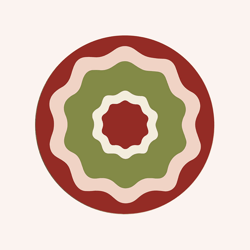Rhubarb Ripple Set of 6 Coasters, D10cm, Multi