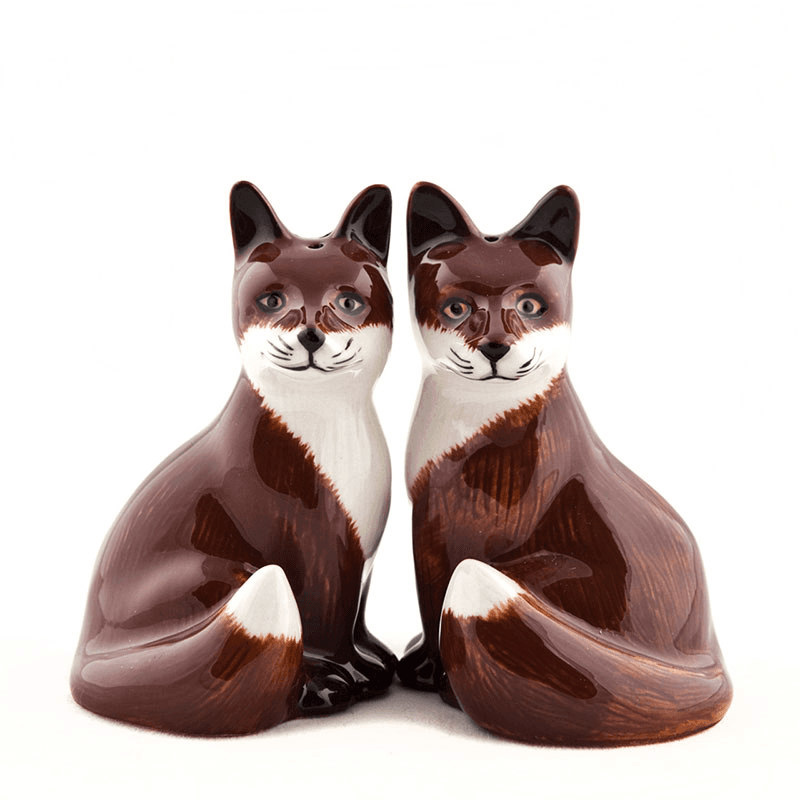 Fox Salt & Pepper Shakers, H8cm, Brown