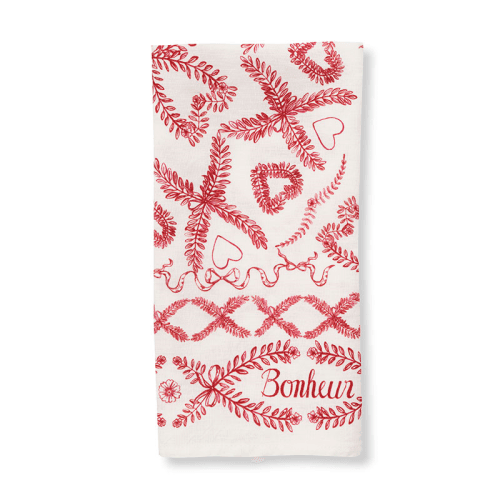 Image showing the Amour Bonheur Linen Napkin, 50 x 50cm, Red product.
