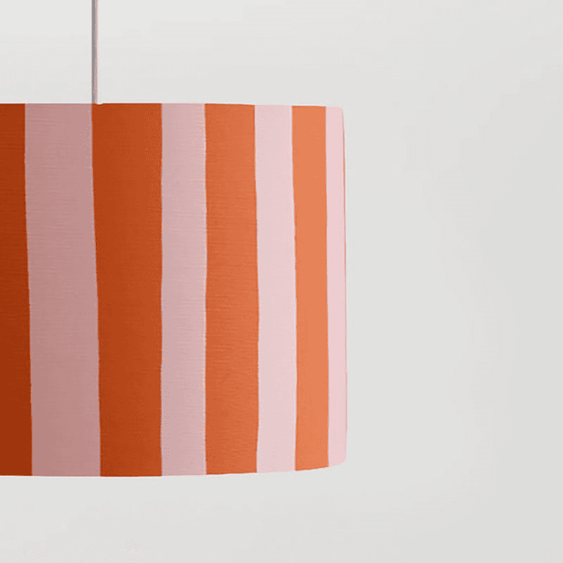 Stripe Drum Shade, 35cm, Pink & Orange
