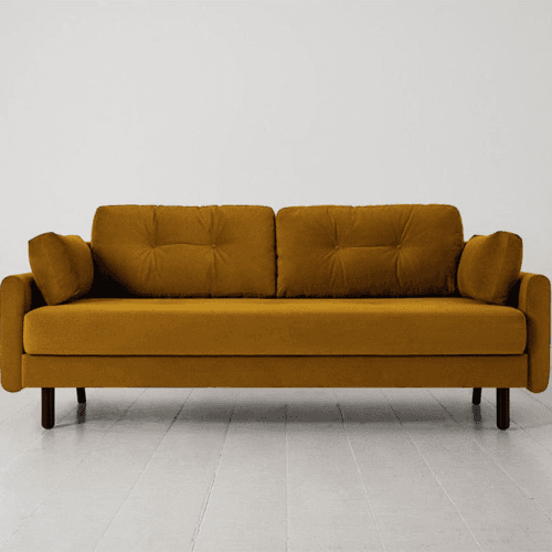 Image showing the Model 04 3 Seater Velvet Sofa, Mustard product.
