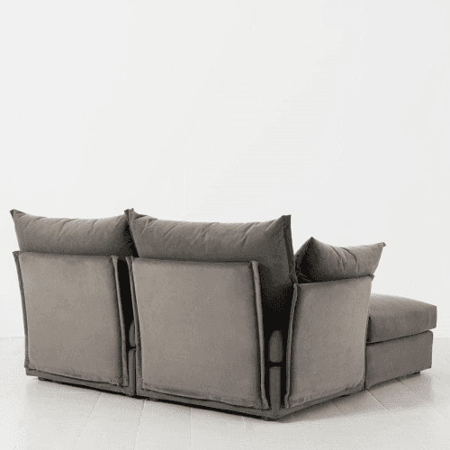 Image showing the Model 06 Velvet 2 Seater Sofa With Chaise, Elephant product.