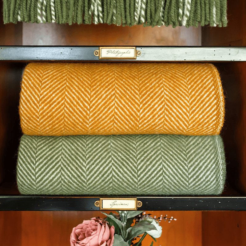 Fishbone Throw, 150 x 183cm, Olive