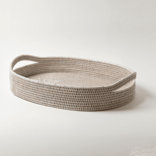 Image showing the Pegu Rattan Tray, 55 x 40cm, White product.