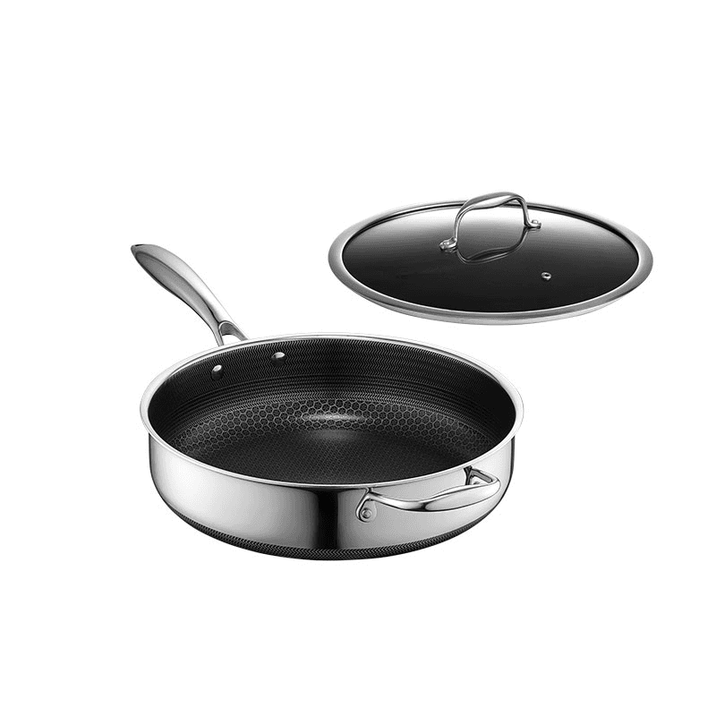 Hybrid Deep Saute Pan with Lid, 4.3L, Steel