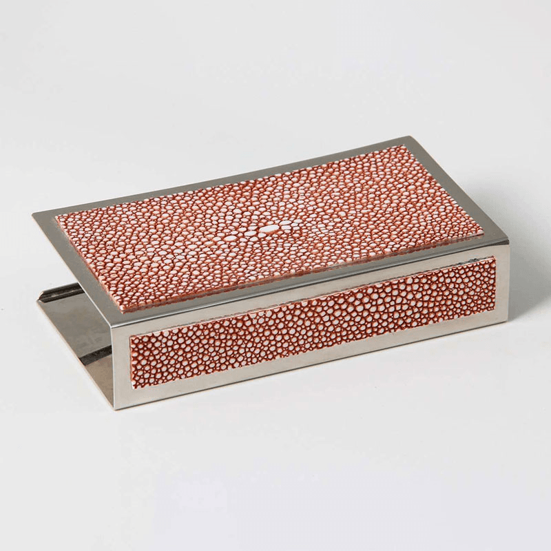 Large Match Box Holder, 13 x 7cm, Coral Shagreen