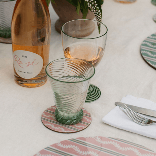 Image showing the Vines Set of 6 Coasters, D10cm, Green & Pink product.