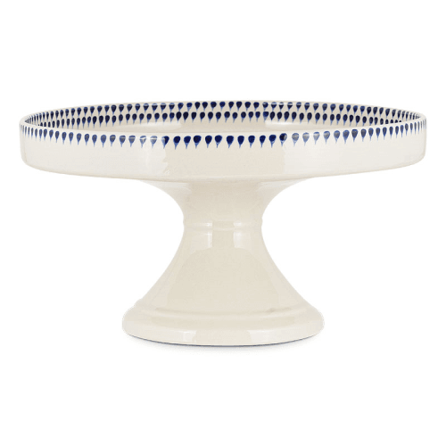 Image showing the Indigo Drop Ceramic Stand, 15 x 30 x 30cm, Cream & Indigo product.