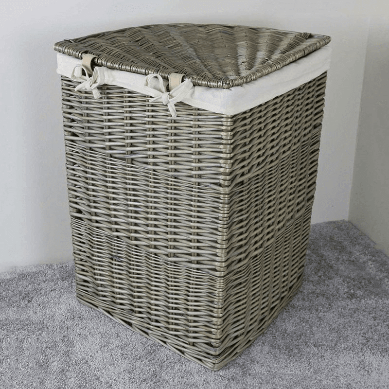 Willow Corner Laundry Basket, Ant. Wash, h.60cm