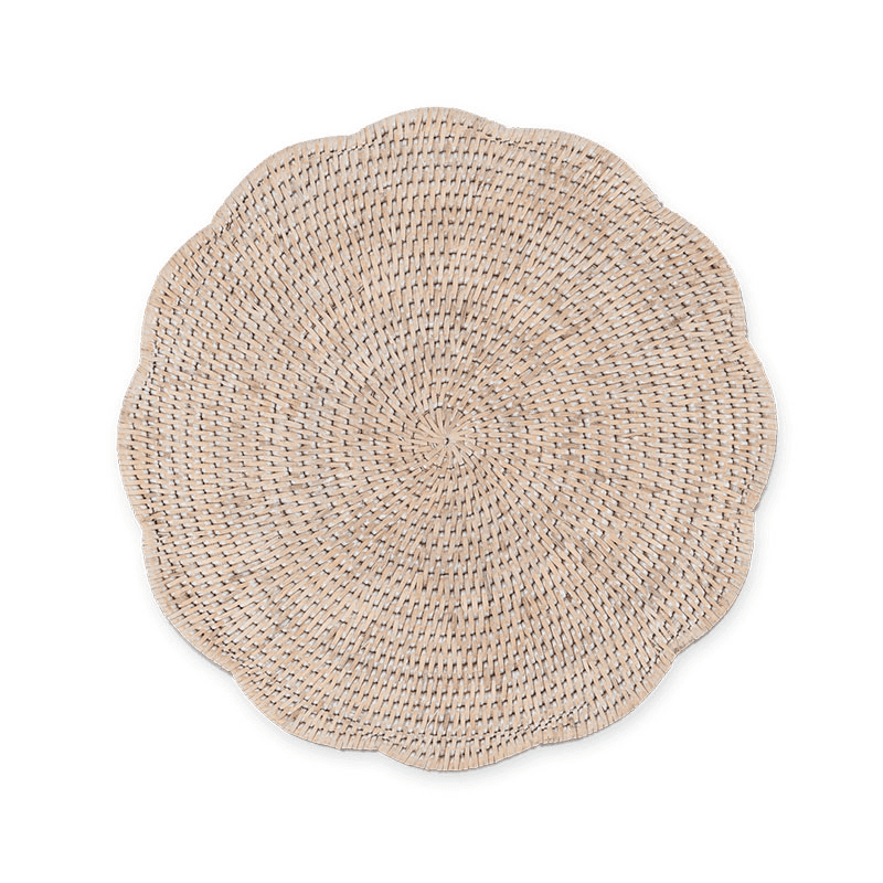 Ashcroft Set of 6 Scalloped Placemats, D35cm, Rattan