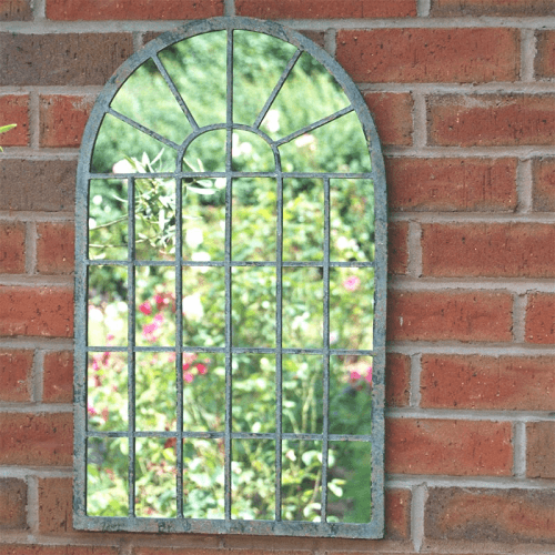 Image showing the Arch Window Outdoor Mirror, 60cm, Grey product.