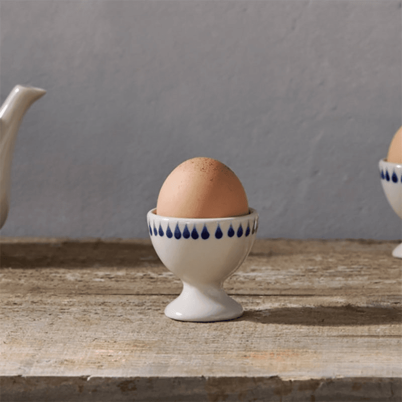 Indigo Drop Set of 2 Egg Cups, Cream & Blue