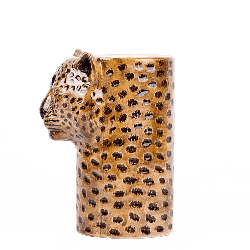 Leopard Utensil Pot, H18cm, Yellow