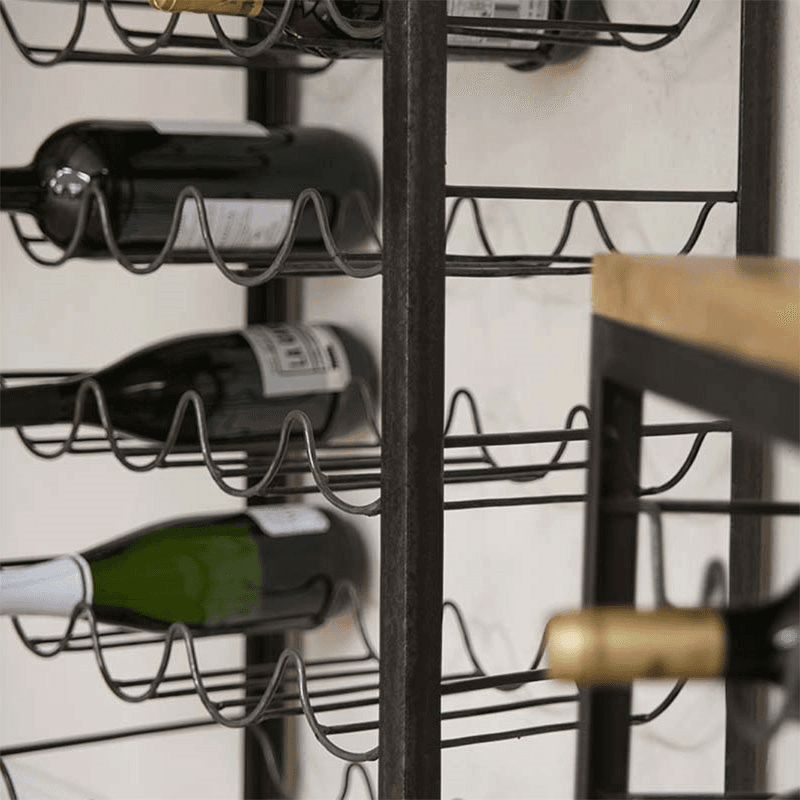 Obra Industrial 28 Bottle Wine Rack, Black and Mango Wood