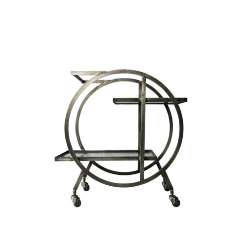 Image showing the Kara Circular drinks trolley, H77 x W70 x D40cm, Brass product.