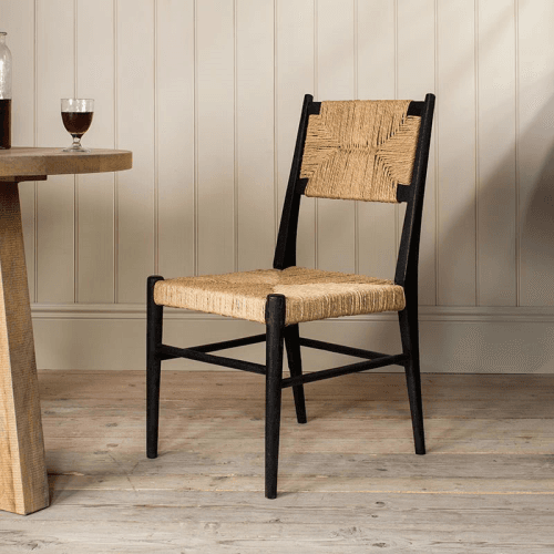 Image showing the Lohanda Acacia & Jute Dining Chair, Charcoal & Natural product.