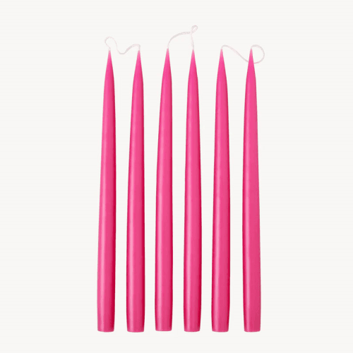 Image showing the Set of 6 Tapered Dinner Candles, H35cm, Light cherry product.