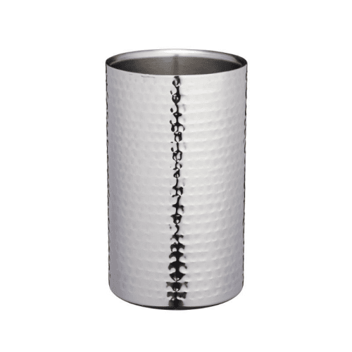 Image showing the Double-walled wine bottle cooler, D12 x H20cm, hammered metal product.