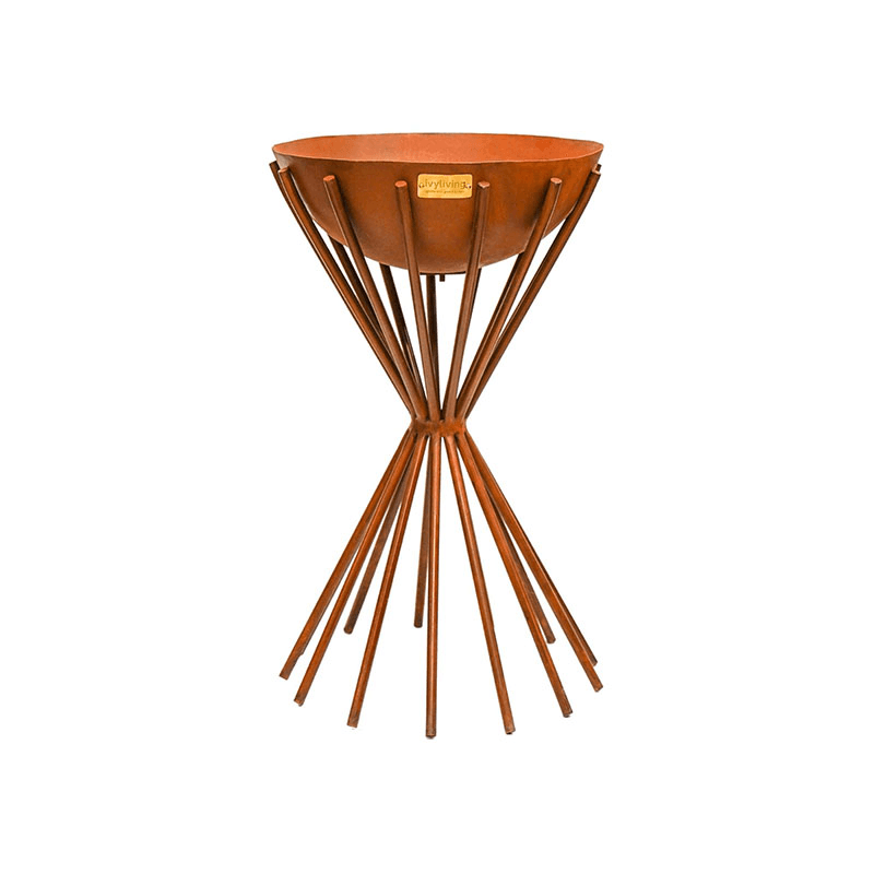 Dakota Tall Metal  Fire Pit, H65cm, Rust