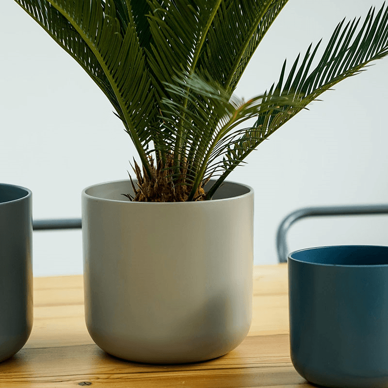 Lisbon Planter, H25.5 x W26 x D26cm, Light Grey