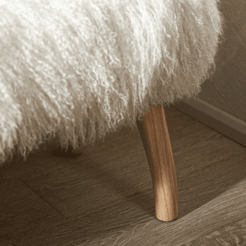 Image showing the Tibetan Sheepskin Bench, Ivory product.
