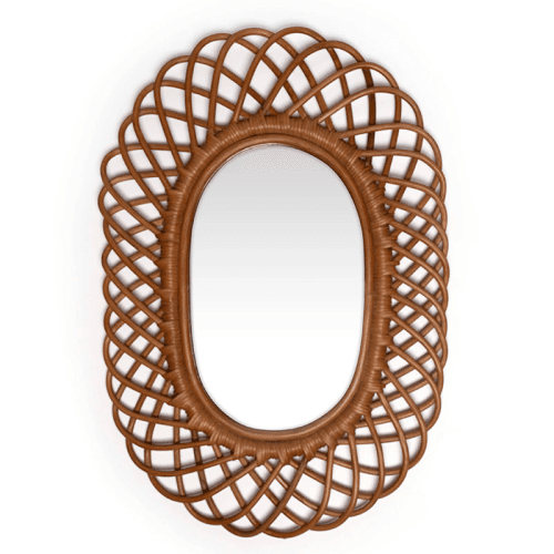 Image showing the Hardware Oval Mirror, Natural Rattan product.