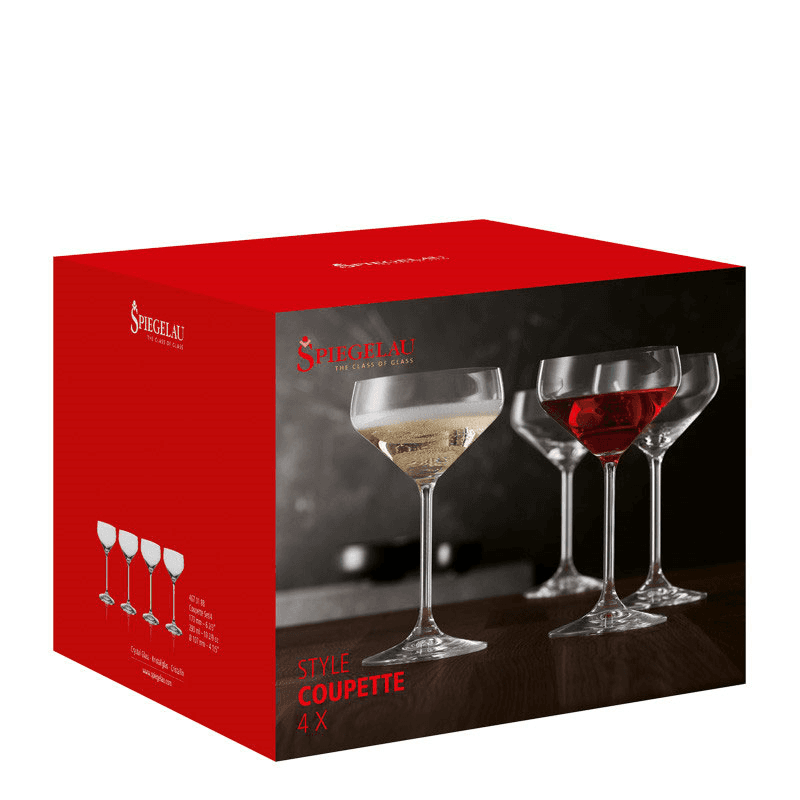 Style Set of 4 Champagne Coupes, 290ml, Clear