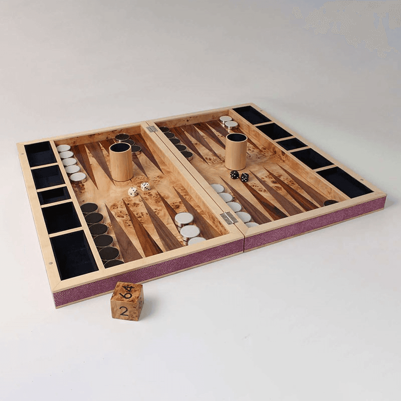 Backgammon Board, 54 x 34cm, Pink Shagreen