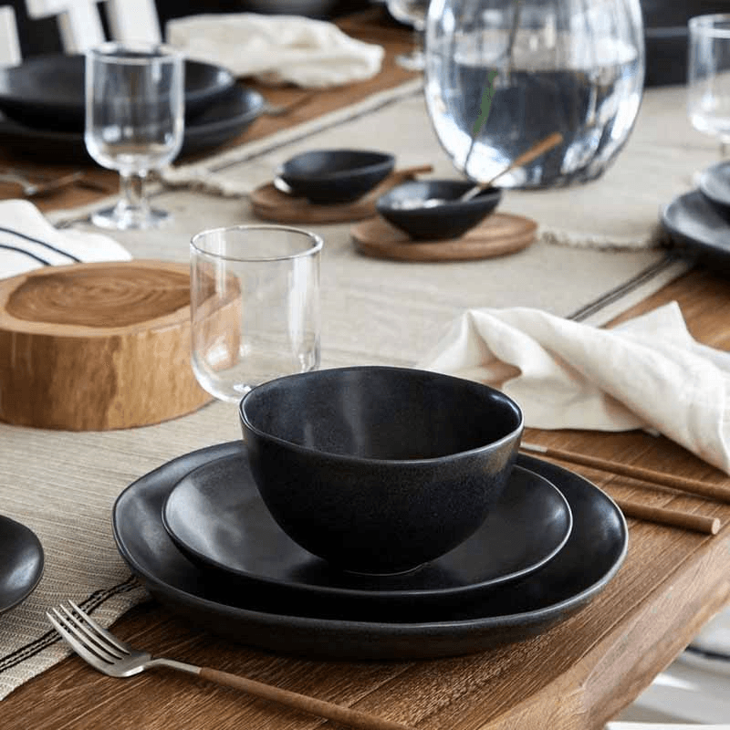 Livia Set of 6 Salad/Dessert Plates, D22cm, Matte Black