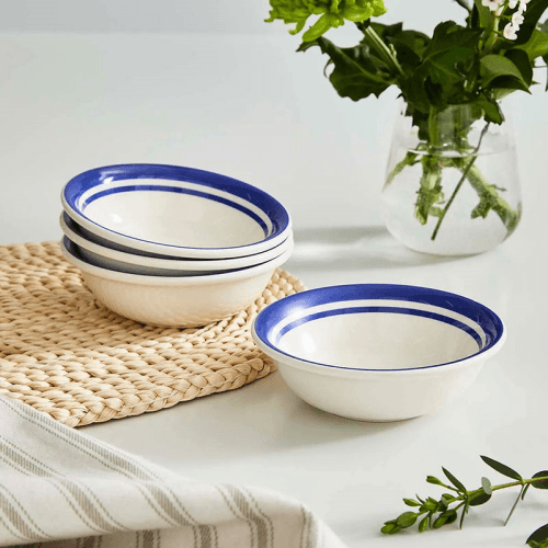 Image showing the Potter's Stripe Set of 4 Bowls, D13cm, Blue product.