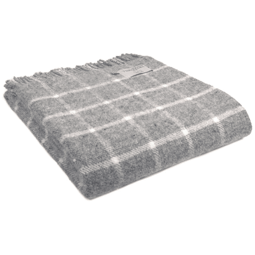 Image showing the Chequered Pure New Wool Throw, 150 x 183cm, Grey product.