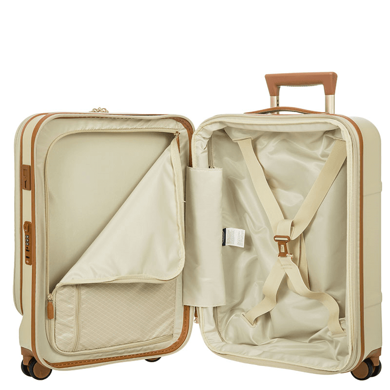 Bellagio Carry-On Suitcase with Front Pocket, H55 x L38 x W23/27cm, Cream