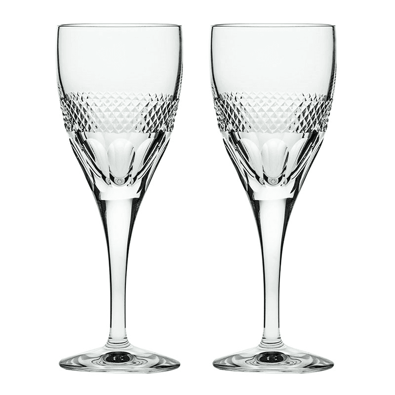 Diamonds Set of 2 Wine Glasses, 280ml, Clear