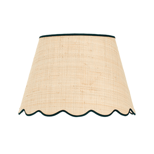 Image showing the Raffia Scallop Medium Lampshade, Black Trim product.