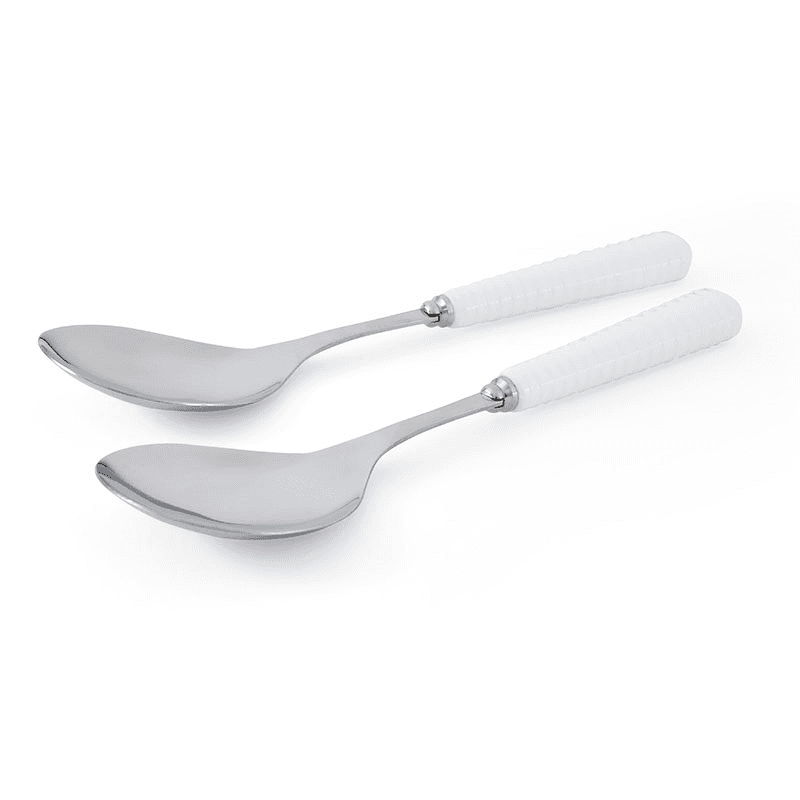 Pair of Salad Servers, White/Silver