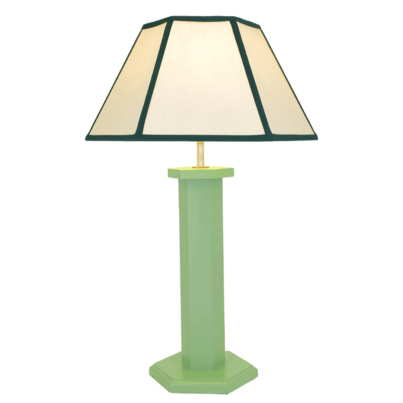 Hexagon Table Lamp Base, H47cm, Turtle Green
