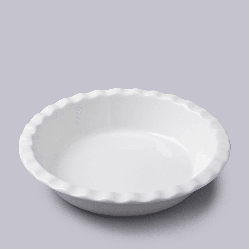 Crinkle Deep Pie Dish, D27cm, White