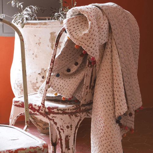 Image showing the Gastounet Throw, 180 x 180cm, Grey/White/Blue/Pink product.