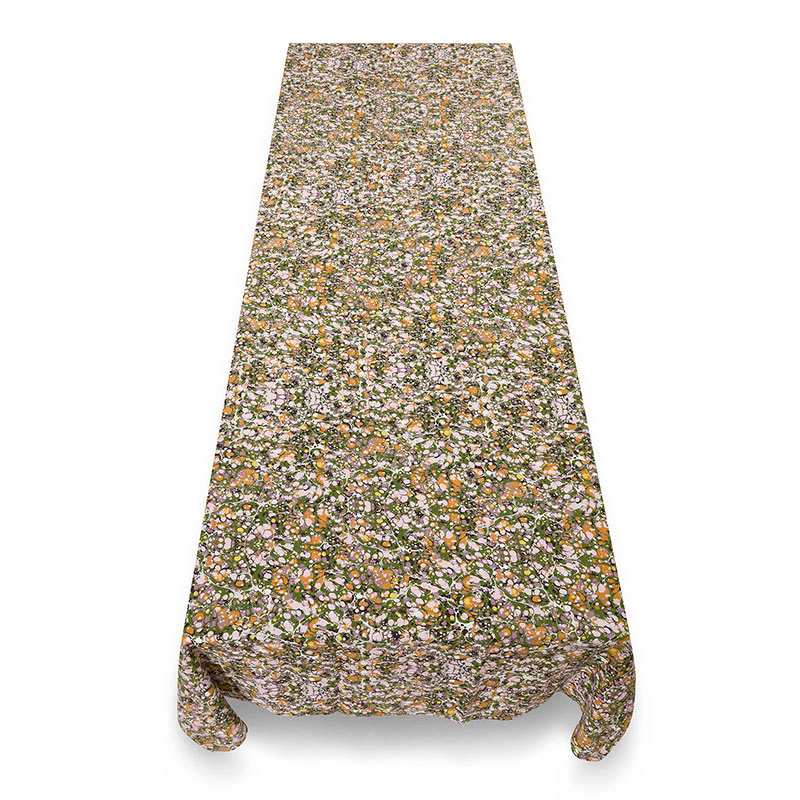 S&B Marble Tablecloth, 300cm x 165cm, Green, Rose Pink & Orange